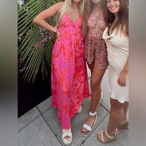 Japna Pink and Orange Maxi Dress